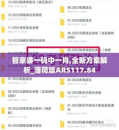 管家婆一码中一肖,全新方案解析_薄荷版ARS117.84
