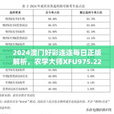2024澳门好彩连连每日正版解析,农学大师XFU975.22独家评测